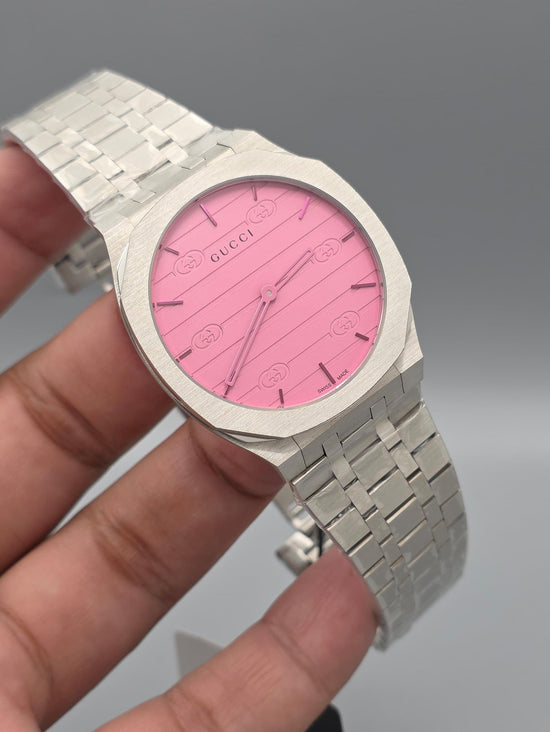Gucci 25H Pink GG Stripe Dial Super Clone Master Copy